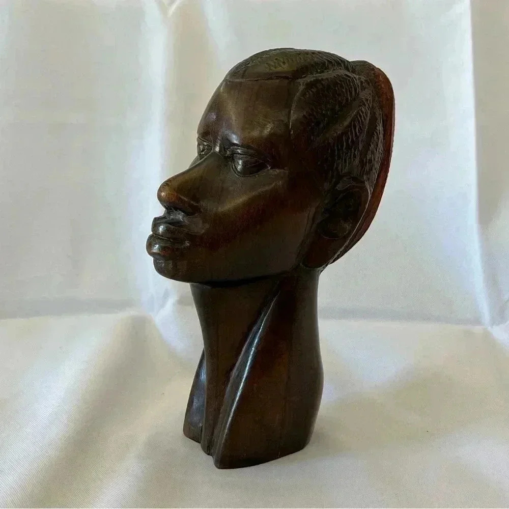 Gorgeous Hand Carved Wood Sculpture of African Woman
